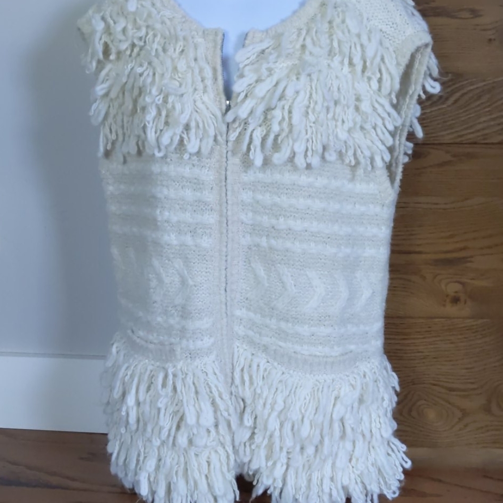 BCBG Max Azaria Zip Front Fringe Vest